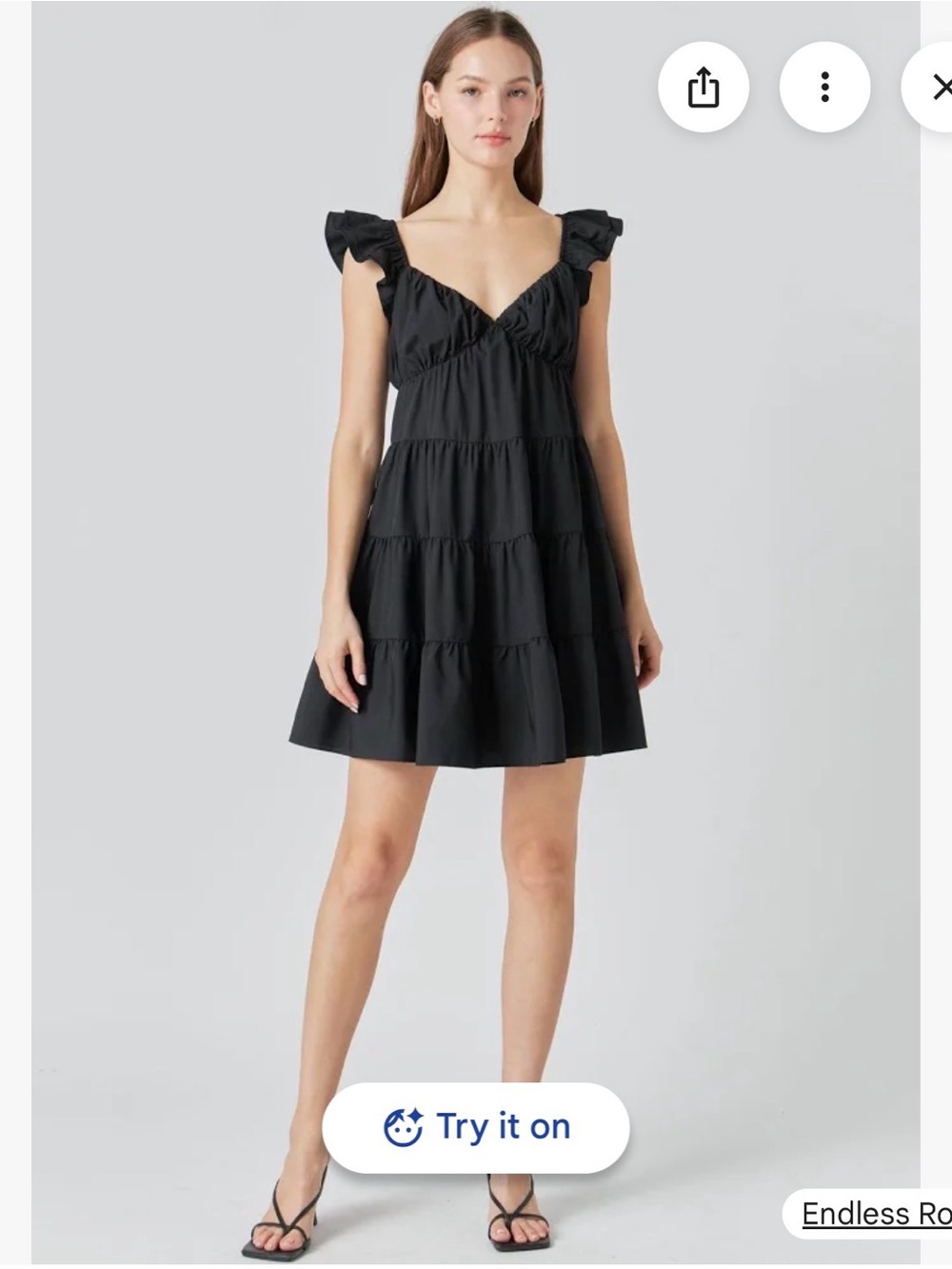 Endless rose Women's Black Ruffle Tiered Mini Dress